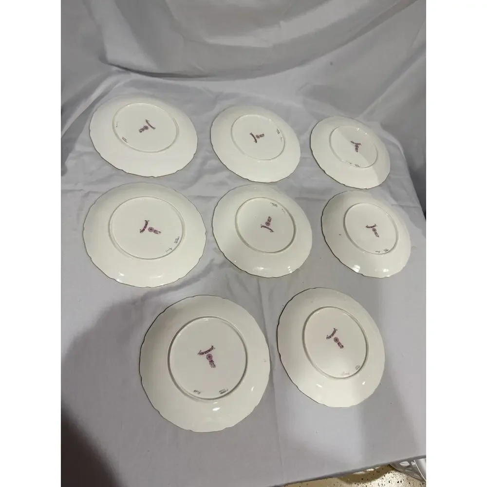 Royal Doulton Pountney Bros Bristol Hand Painted Fish Plates Set 8 Artist Signed